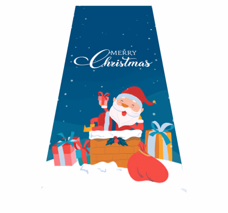 Vinyl tapijt kerstmis met een vrolijke kerst met de kerstman - TenStickers