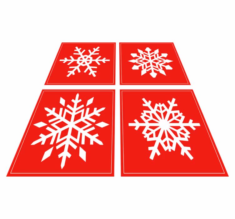 Vinyl tapijt kerstmis rode sneeuwvlokken tegels - TenStickers