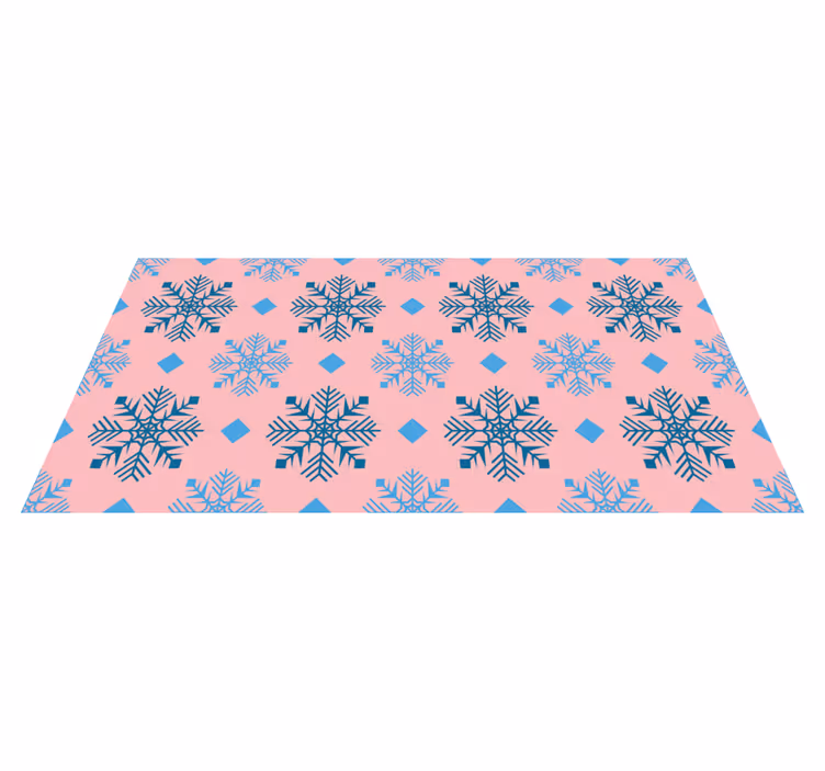 Vinyl tapijt kerstmis roze en blauwe sneeuwvlokken patroon - TenStickers