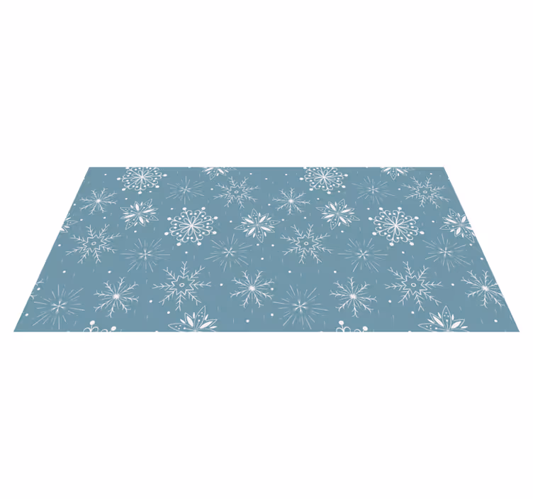 Vinyl tapijt kerstmis blauwe en witte sneeuwvlokken - TenStickers