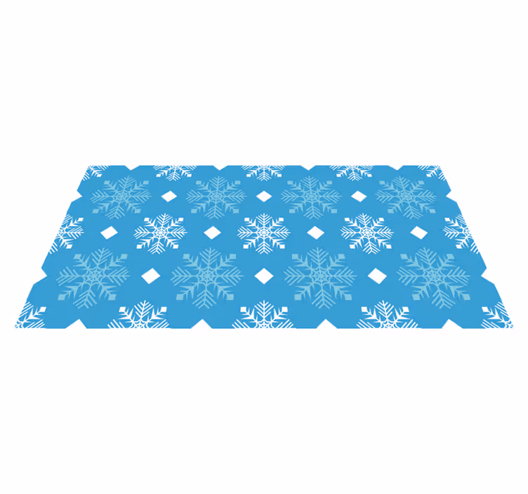 Vinyl tapijt kerstmis sneeuwvlokken blauwe tinten - TenStickers