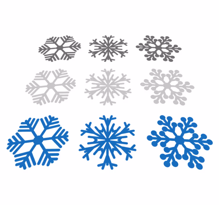 Vinyl tapijt kerstmis grijze en blauwe sneeuwvlokken - TenStickers