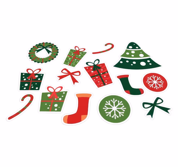 Vinyl tapijt kerstmis klassieke kerstelementen - TenStickers