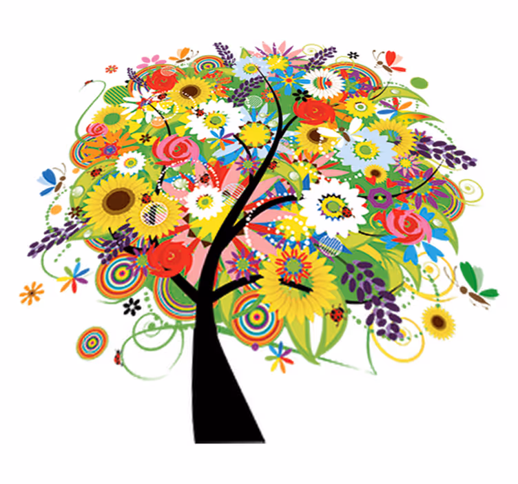 Vinyl tapijt bloemen en planten zomerboom - TenStickers