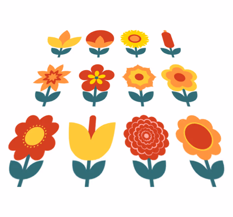 Vinyl tapijt bloemen en planten zomer bloemen collectie - TenStickers