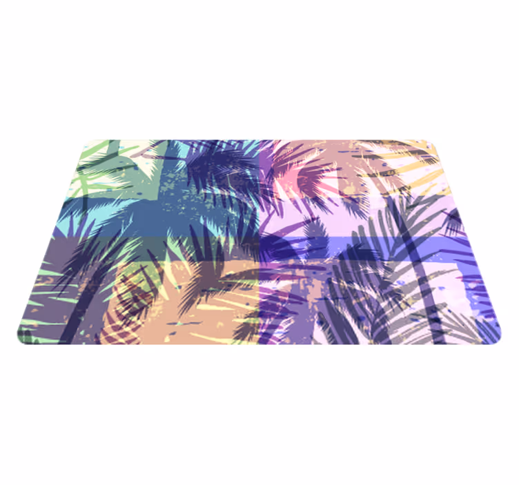 Vinyl tapijt bloemen en planten retro palm patroon - TenStickers