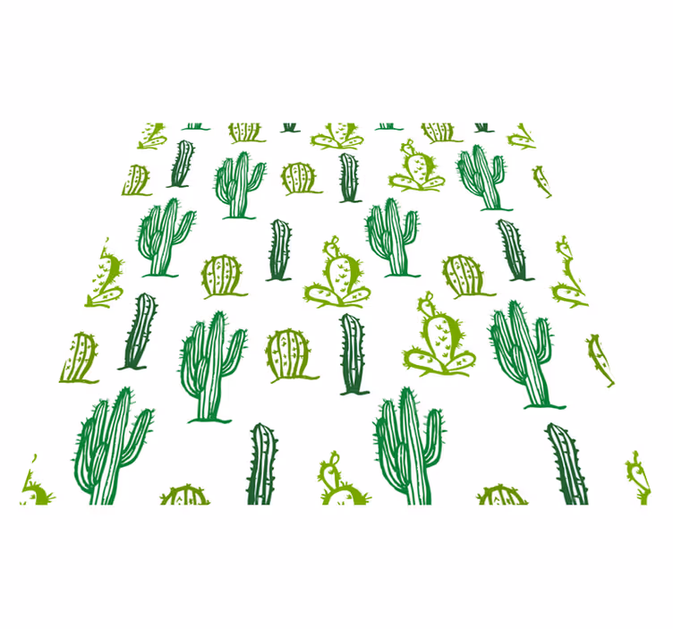 Vinyl tapijt bloemen en planten groene cactus stijl - TenStickers