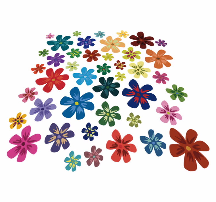 Vinyl tapijt bloemen en planten gekleurde bloemen - TenStickers