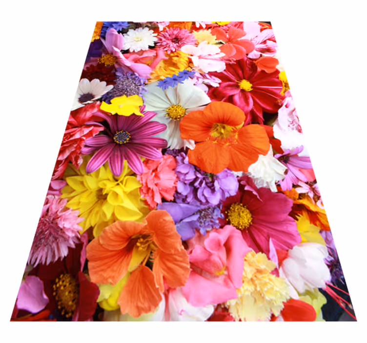 Vinyl tapijt bloemen en planten volop kleurige bloemen - TenStickers