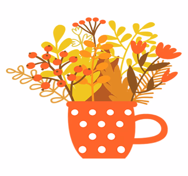Vinyl tapijt bloemen en planten herfstpot - TenStickers