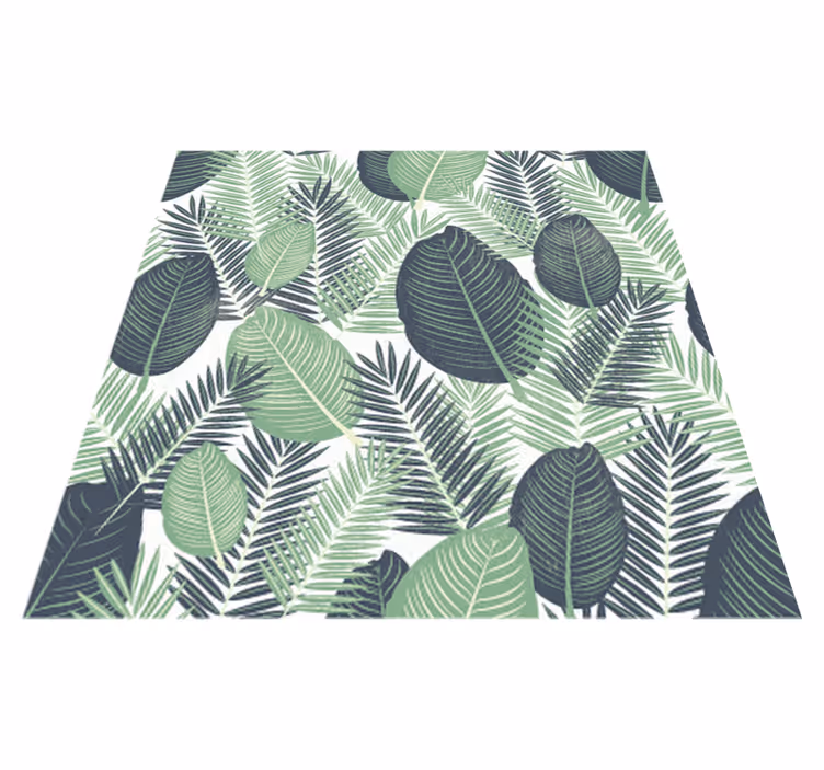 Vinyl tapijt bloemen en planten groene grote planten - TenStickers