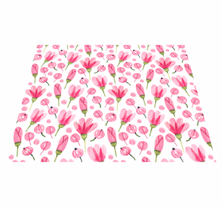 Vinyl tapijt bloemen en planten roze aquarelle bloemen - TenStickers