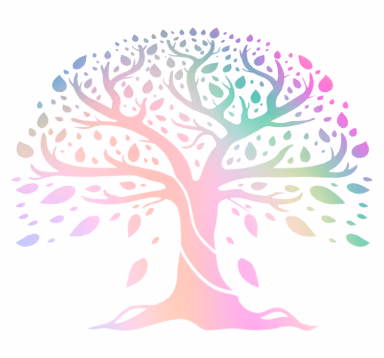 Vinyl tapijt bloemen en planten levensboom regenboogkleuren - TenStickers