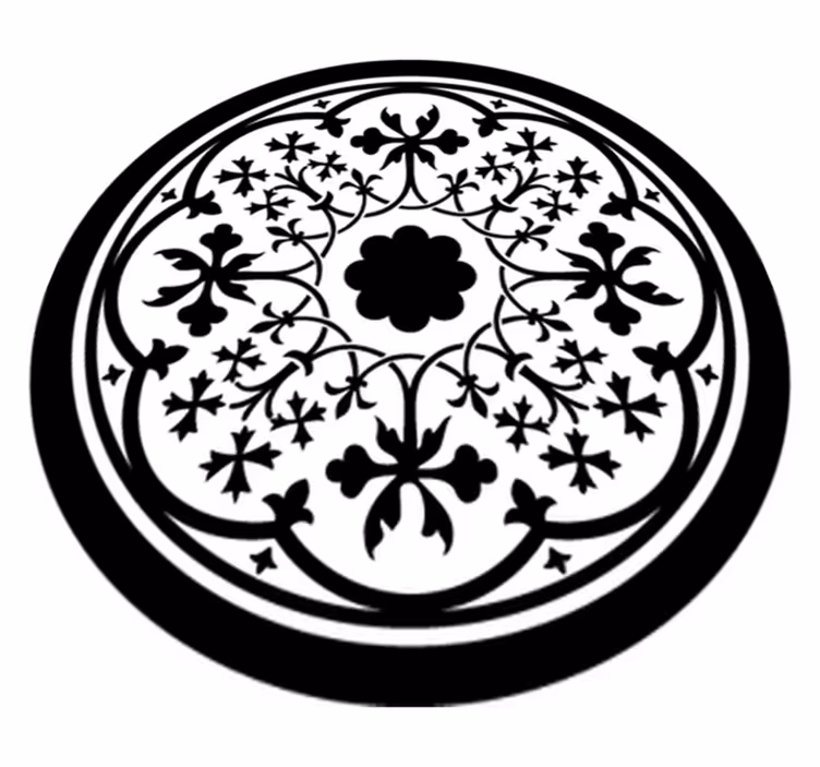Vinyl tapijt bloemen en planten gothic rozet - TenStickers