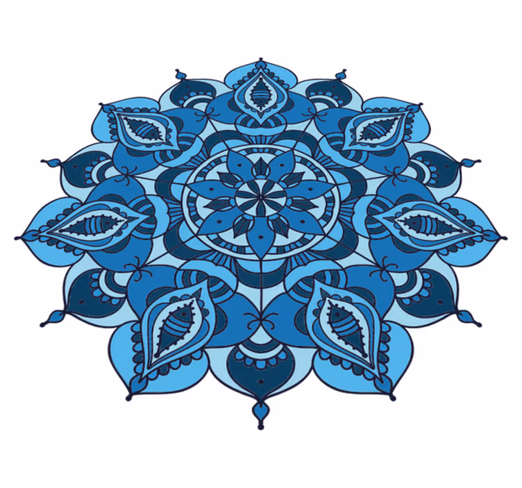 Vinyl tapijt bloemen en planten lotus blauwe mandala - TenStickers