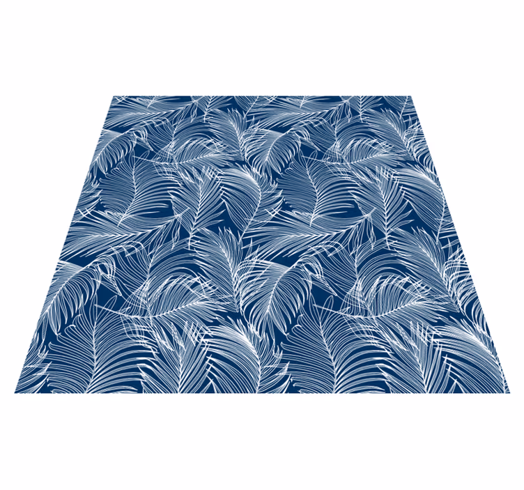 Vinyl tapijt bloemen en planten elegante blauwe bladeren - TenStickers
