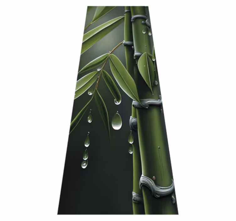 Vinyl tapijt bloemen en planten bamboe met druppels - TenStickers