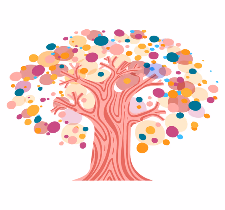 Vinyl tapijt bloemen en planten kleurige boom silhouet - TenStickers