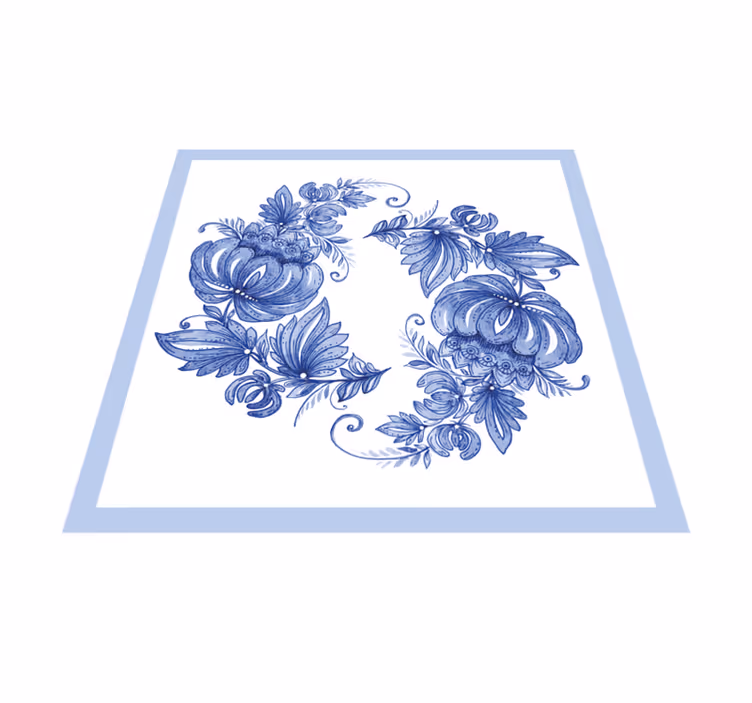 Vinyl tapijt bloemen en planten bloemenblauw ontwerp - TenStickers