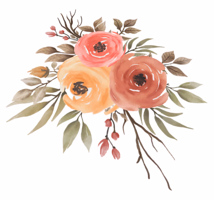 Vinyl tapijt bloemen en planten bloemrijke compositie - TenStickers