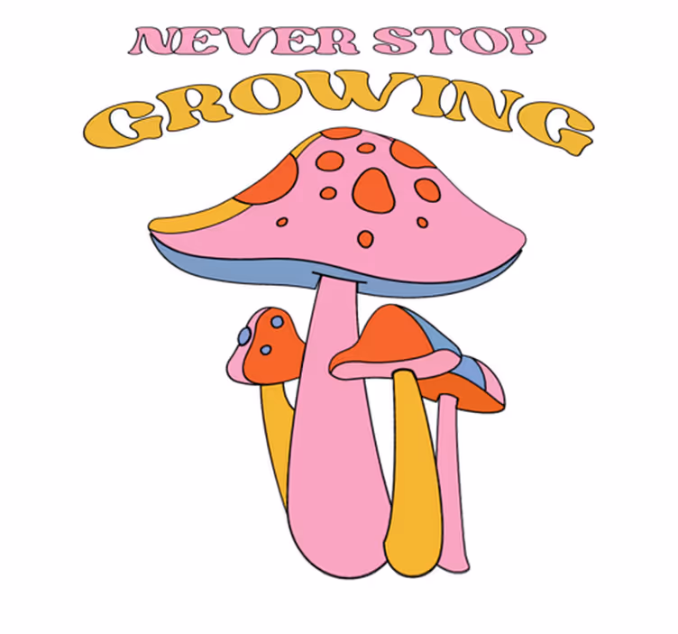 Vinyl tapijt bloemen en planten speelse paddestoel groei - TenStickers