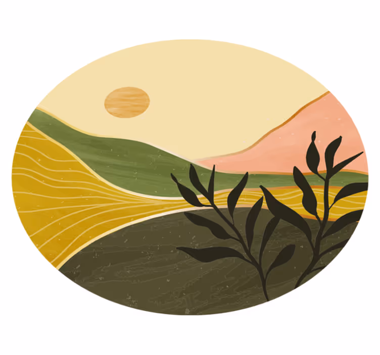 Vinyl tapijt bloemen en planten serene landschap - TenStickers