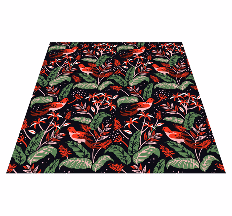 Vinyl tapijt bloemen en planten tropisch bloemconcept - TenStickers