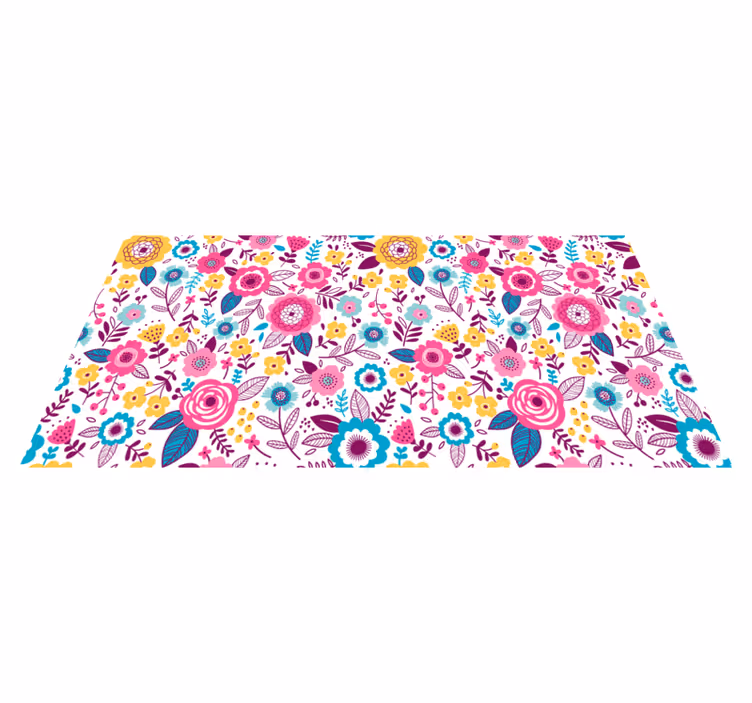 Vinyl tapijt bloemen en planten kallax roze bloemen - TenStickers