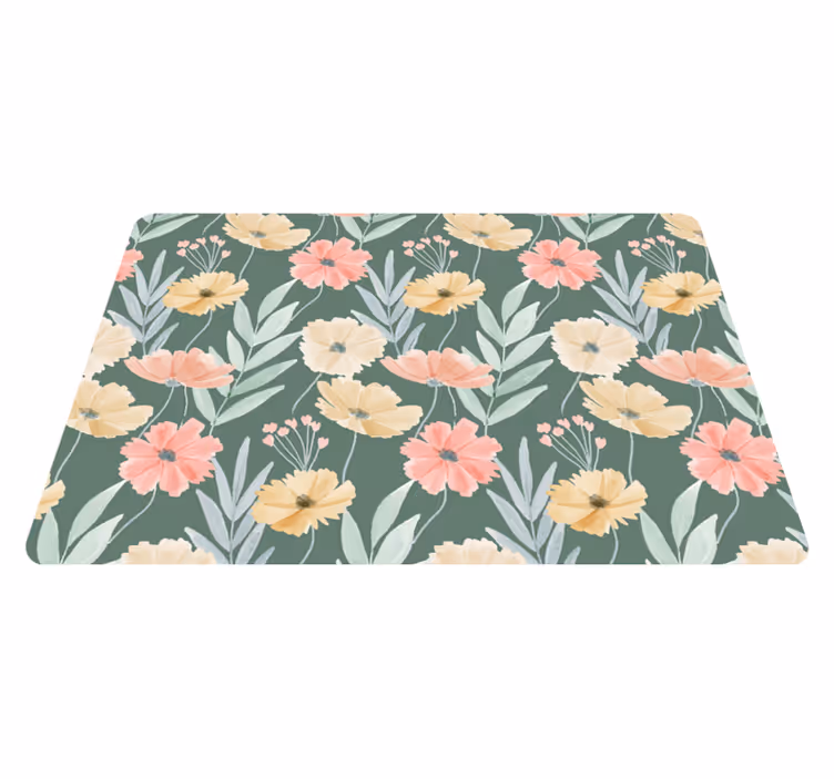 Vinyl tapijt bloemen en planten aquarel bloemenpatroon - TenStickers