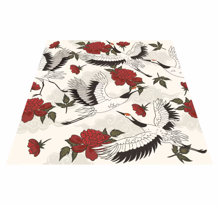 Vinyl tapijt bloemen en planten rustgevende aardetinten - TenStickers