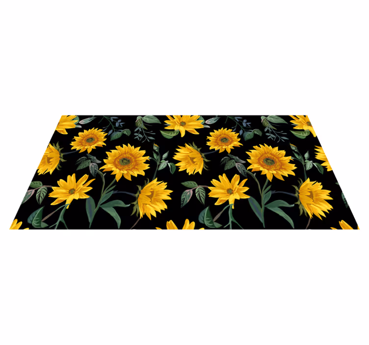 Vinyl tapijt bloemen en planten vintage zonnebloem - TenStickers