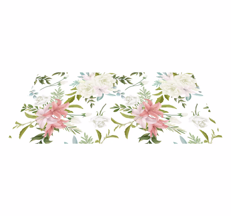 Vinyl tapijt bloemen en planten minimalistische tuin - TenStickers