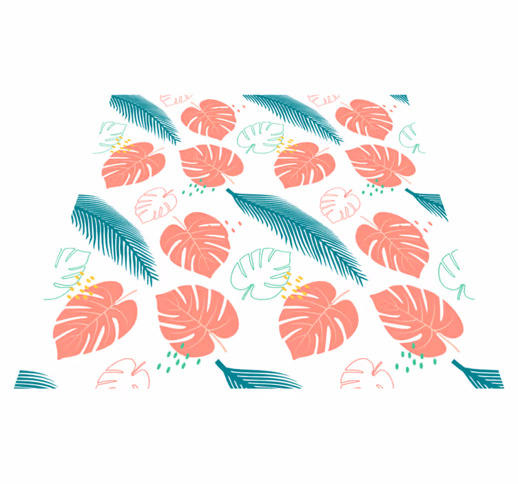Vinyl tapijt bloemen en planten roze tropische bladeren - TenStickers