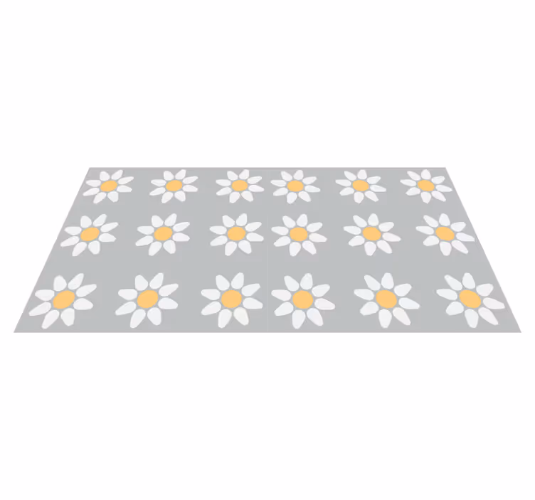 Vinyl tapijt bloemen en planten met madeliefjespatroon - TenStickers
