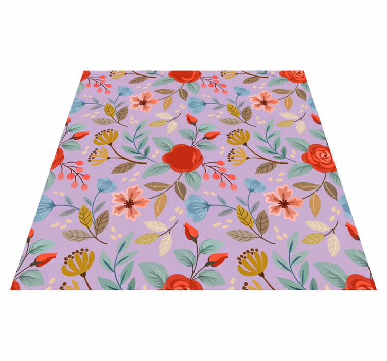 Vinyl tapijt bloemen en planten kleurrijke bloemen - TenStickers