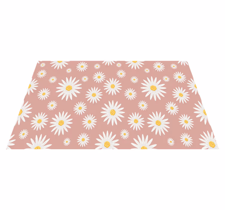 Vinyl tapijt bloemen en planten schattig roze madeliefjespatroon - TenStickers