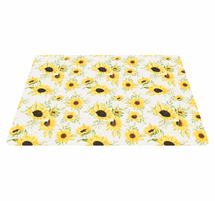 Vinyl tapijt bloemen en planten aquarel zonnebloem patroon - TenStickers