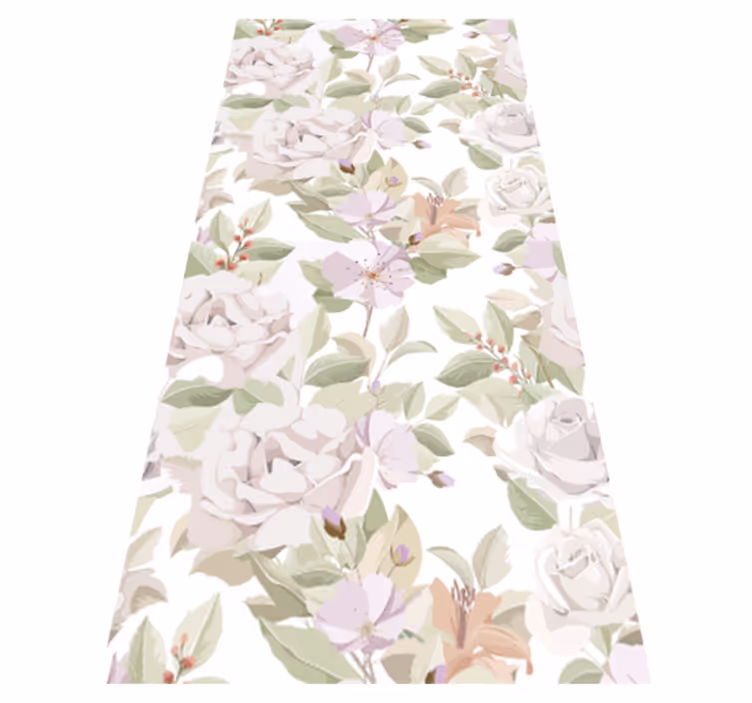 Vinyl tapijt bloemen en planten elegant bloempatroon - TenStickers