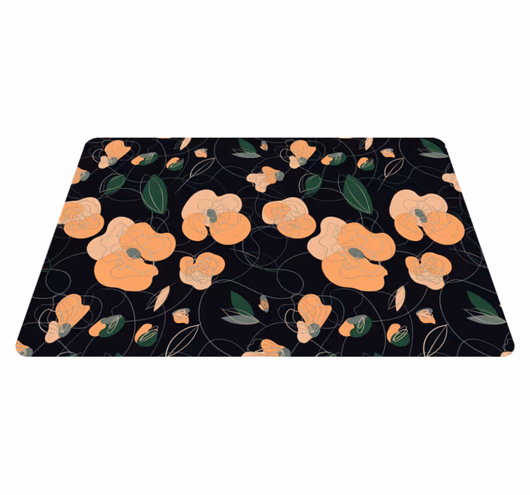 Vinyl tapijt bloemen en planten donker levendig patroon - TenStickers