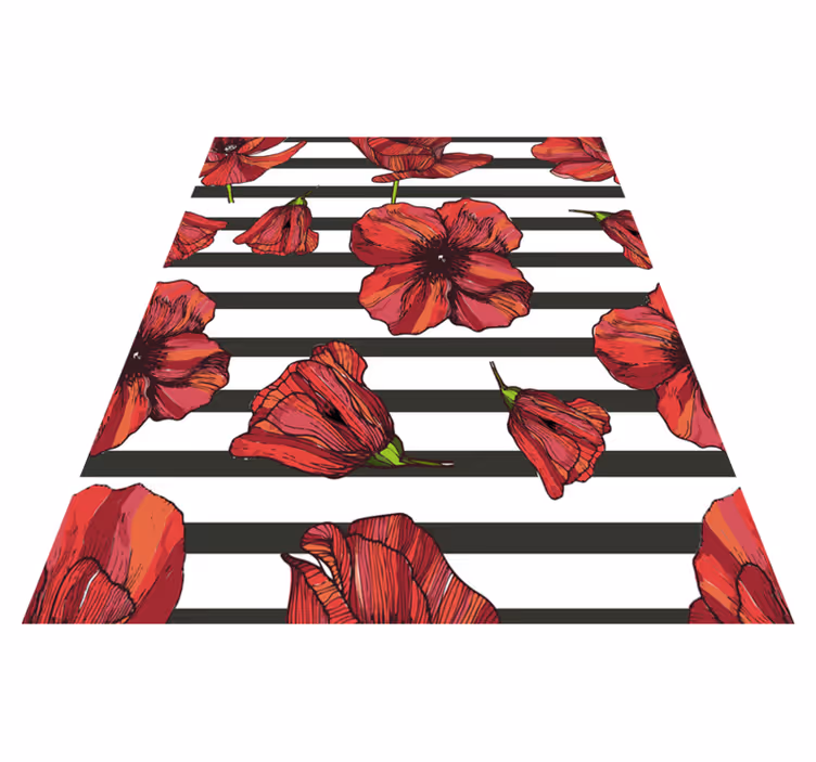 Vinyl tapijt bloemen en planten poolse papaverplanten - TenStickers