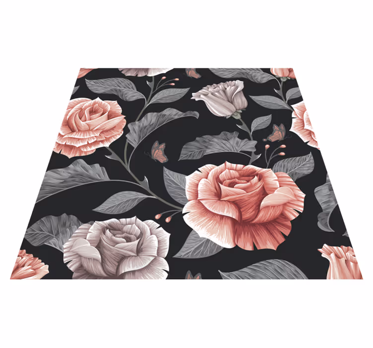 Vinyl tapijt bloemen en planten rozenpatroon - TenStickers