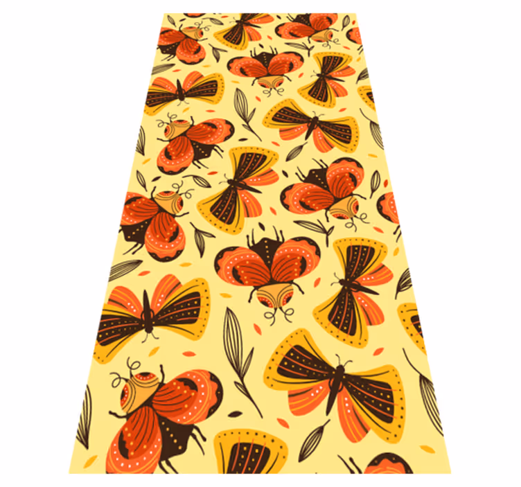 Vinyl tapijt bloemen en planten vlinder op bloem - TenStickers