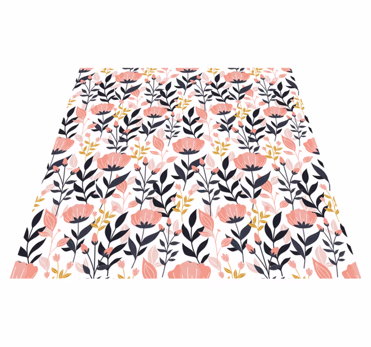 Vinyl tapijt bloemen en planten roze bloemen - TenStickers