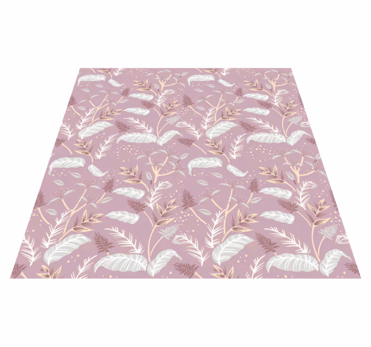 Vinyl tapijt bloemen en planten vintage roze tropische bladeren - TenStickers