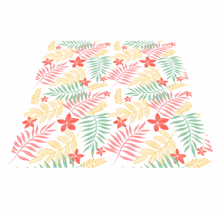 Vinyl tapijt bloemen en planten neon bladeren design - TenStickers