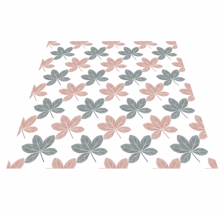 Vinyl tapijt bloemen en planten roze en blauwe bladeren ontwerp - TenStickers