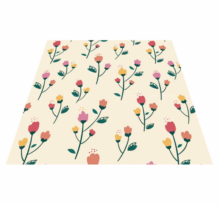 Vinyl tapijt bloemen en planten met klaprozen schilderij - TenStickers