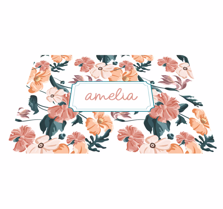 Vinyl tapijt bloemen en planten mooie pastelbloemenpatroon - TenStickers