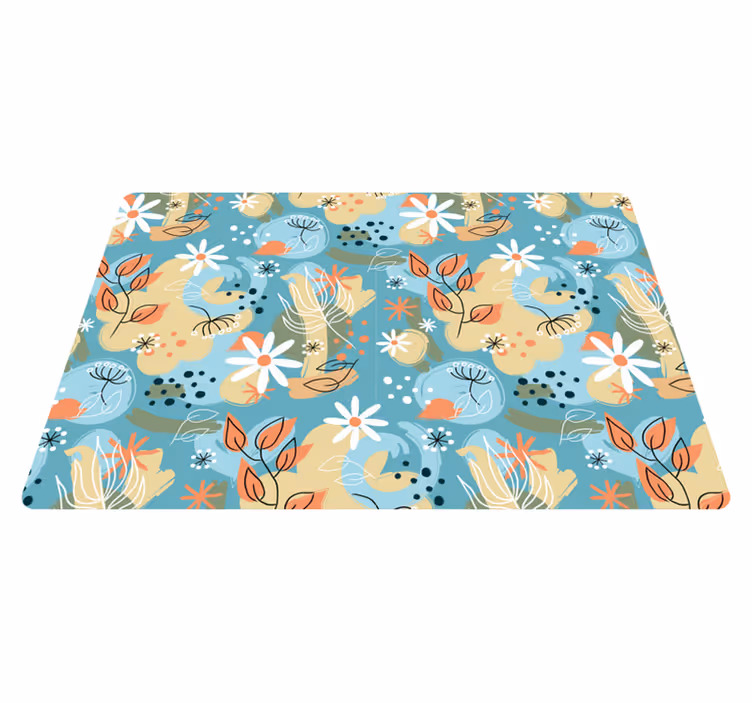 Vinyl tapijt bloemen en planten abstracte vlakke achtergrond - TenStickers