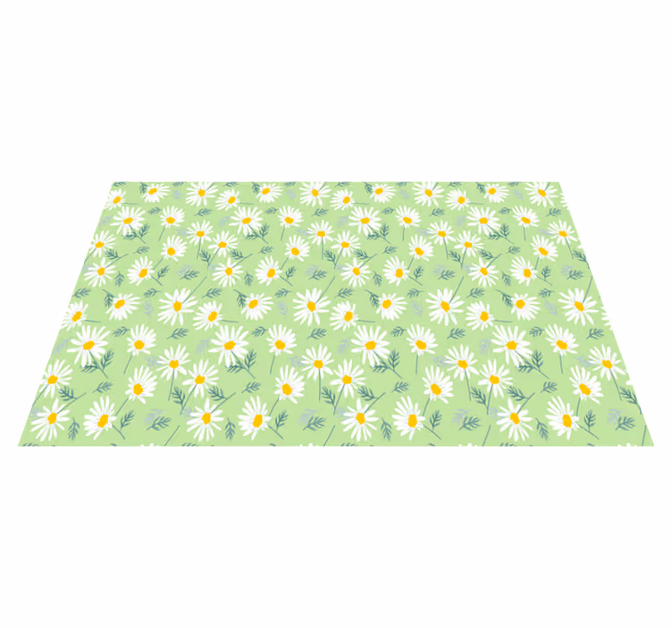 Vinyl tapijt bloemen en planten met madeliefjespatroon - TenStickers